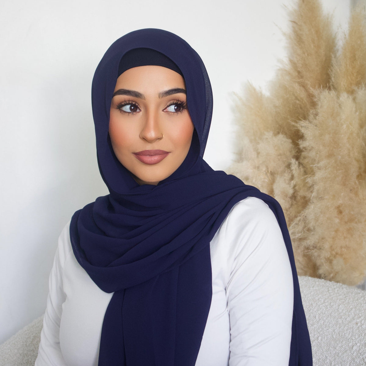 Navy Hijab - Chiffon