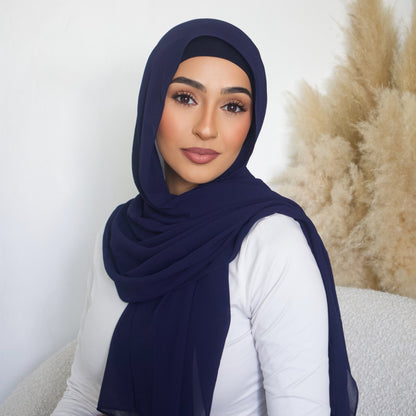 Navy Hijab - Chiffon