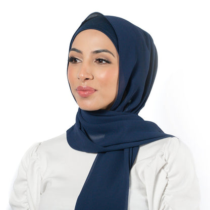 Navy Hijab - Chiffon